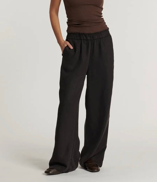 Pantaloni morbidi in tencel marrone/nero