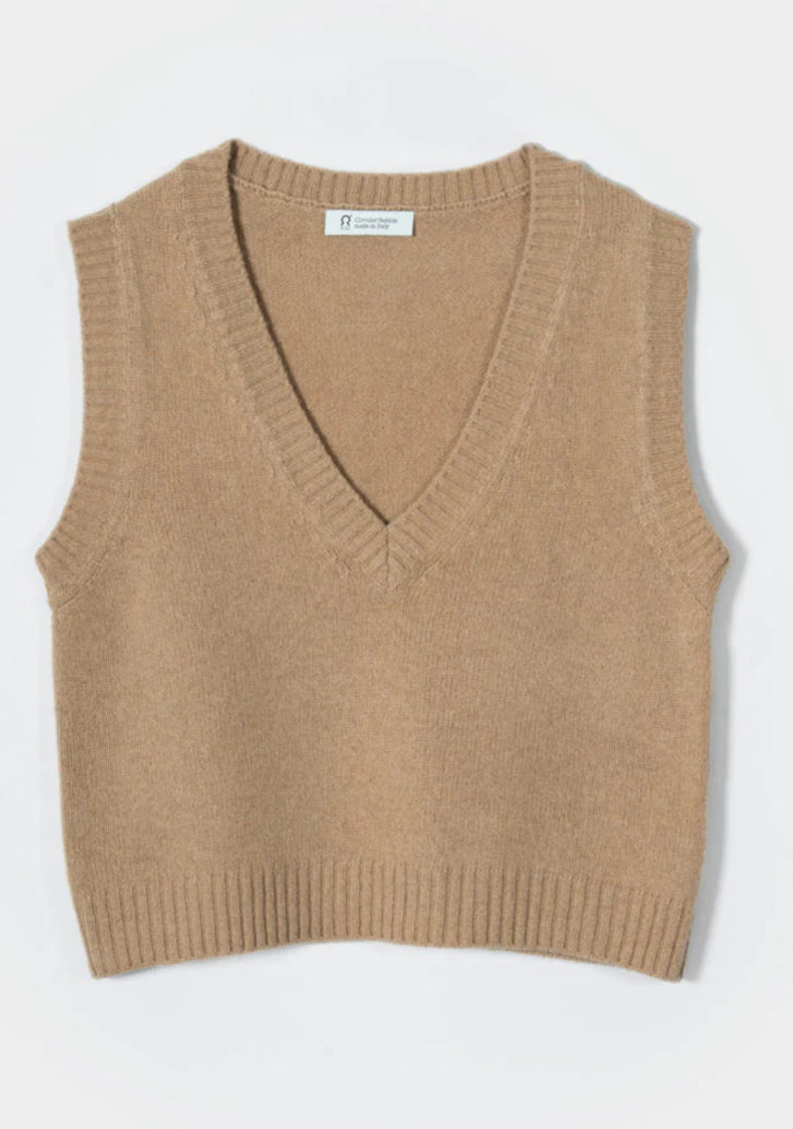 Gilet cammello in lana Rifò