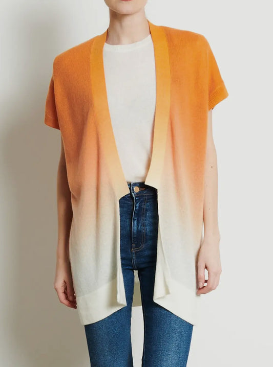Kimono in cashmere tie dye arancio