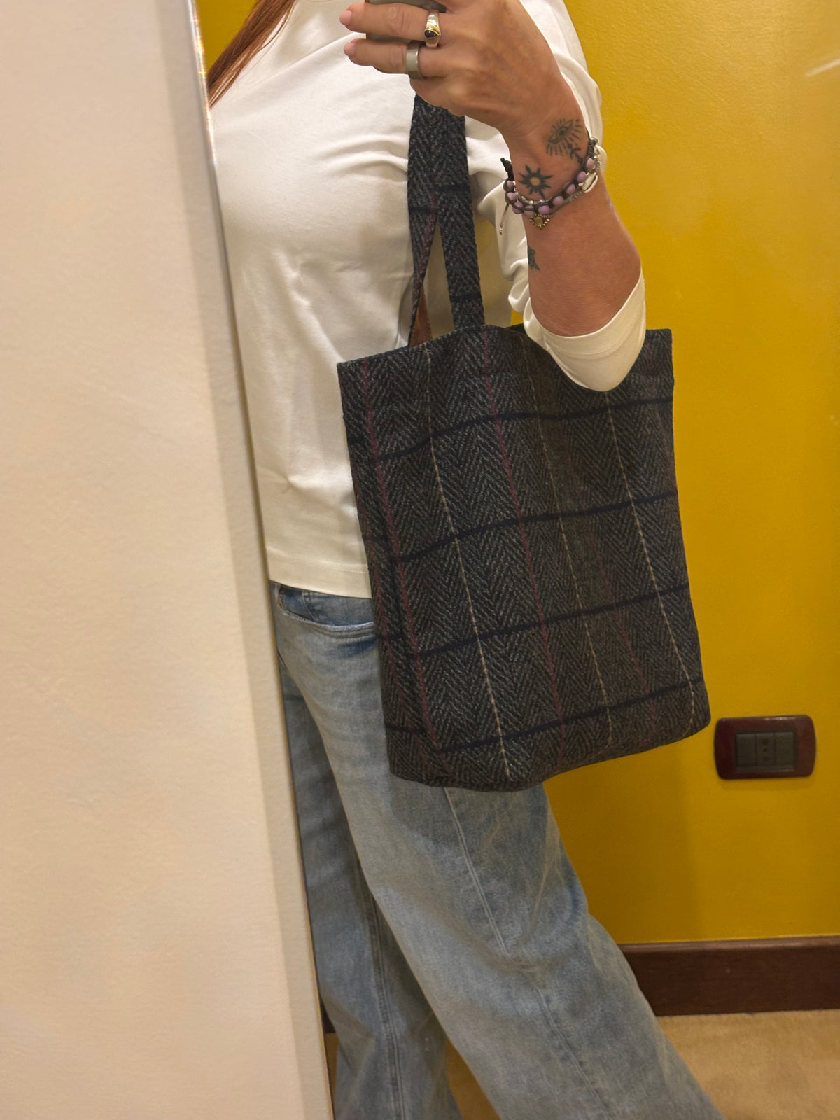 Borsa shopping in tweed grigio