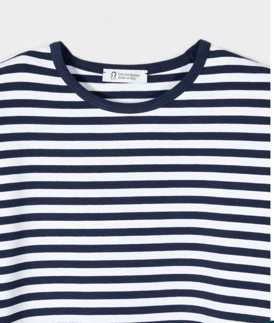 T-shirt oversize righe blu Rifò