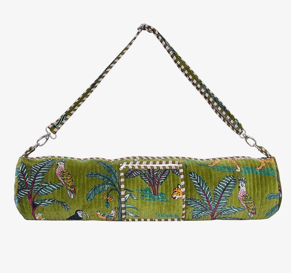 Borsa porta tappetino yoga in velluto jungle verde