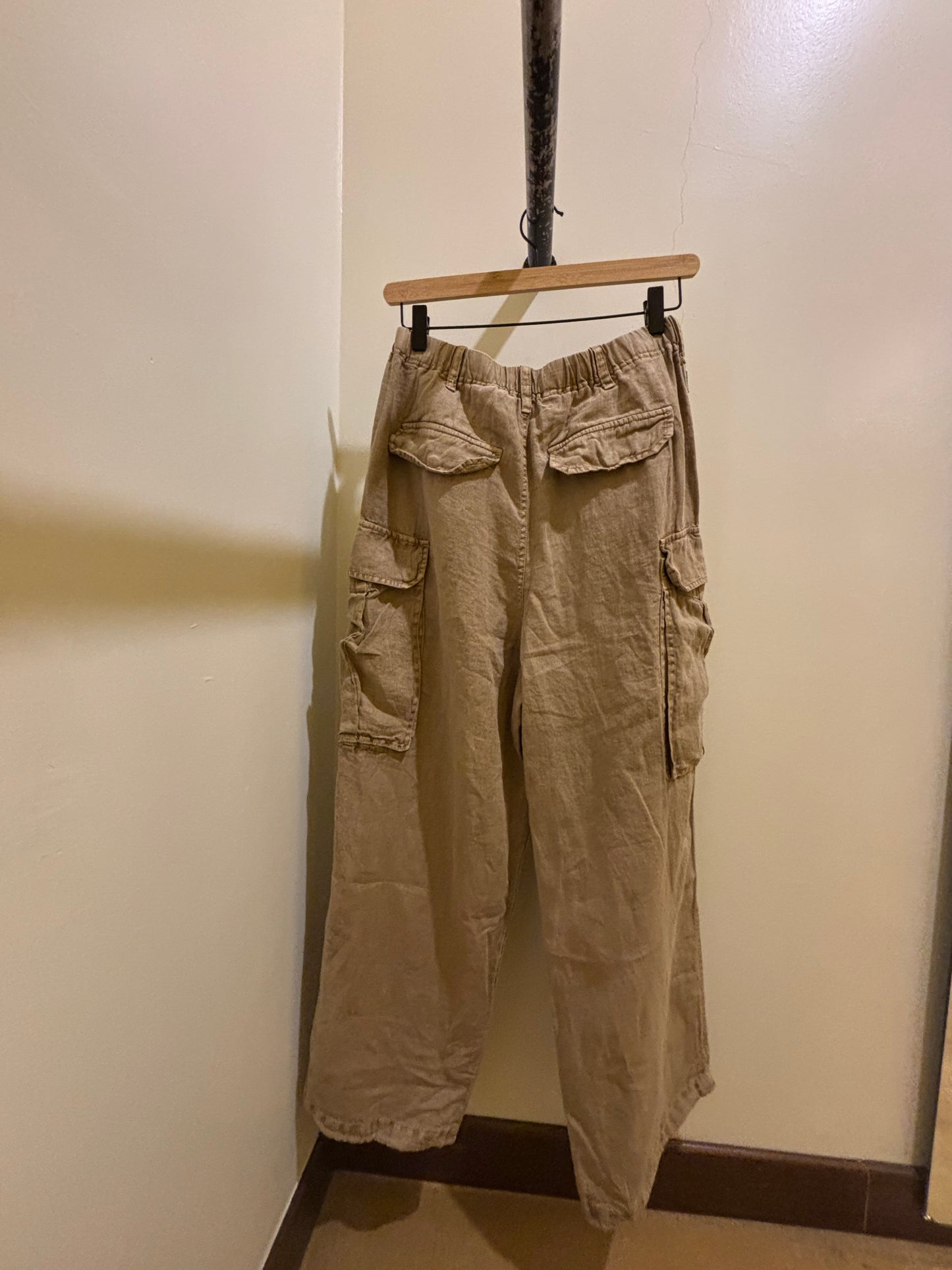 Pantaloni cargo over in Lino  cammello Keeling