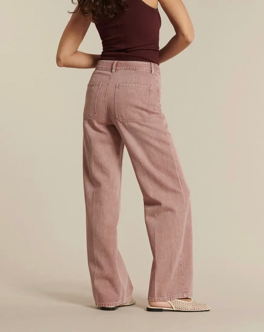 Pantalone in denim quarzo rosa