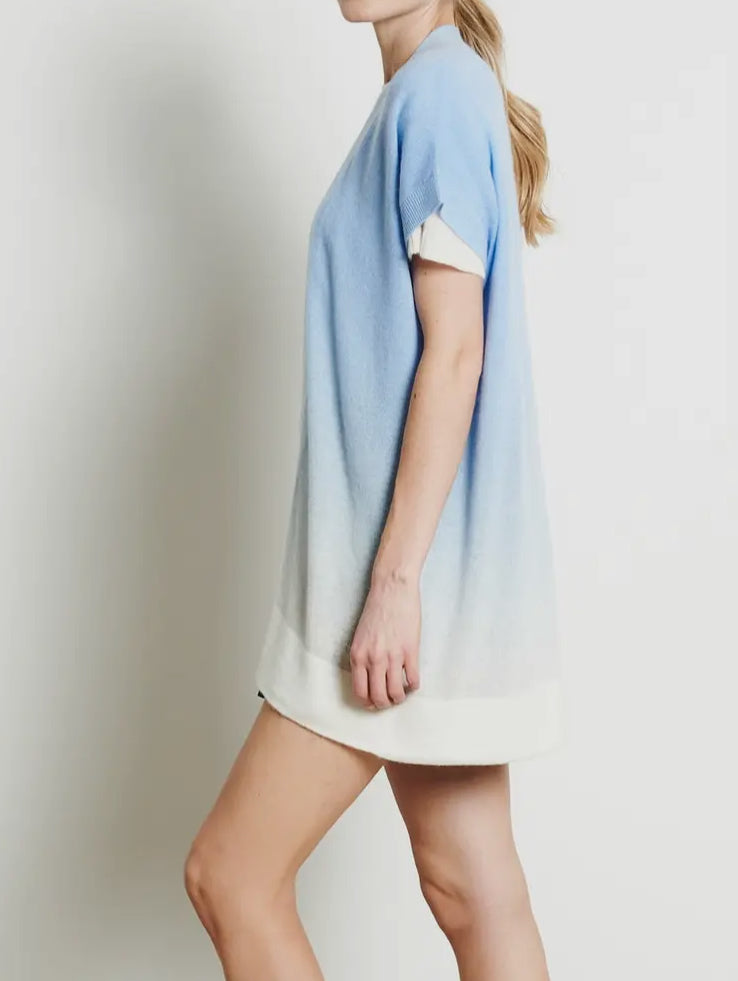 Kimono in cashmere tie dye azzurro