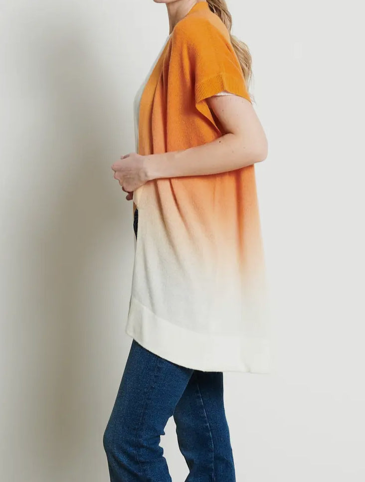 Kimono in cashmere tie dye arancio