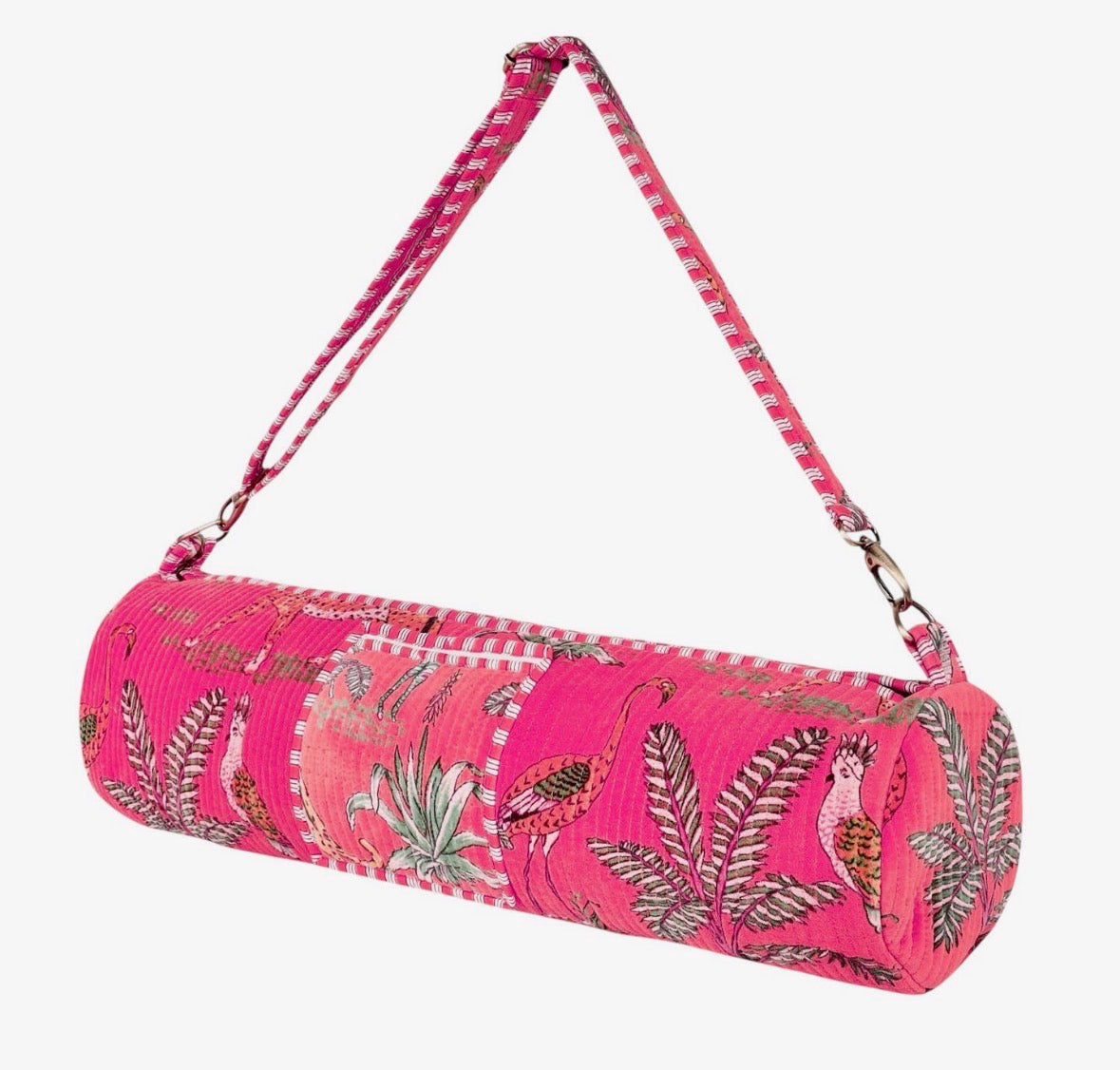 Borsa porta tappetino in velluto jungle rosa