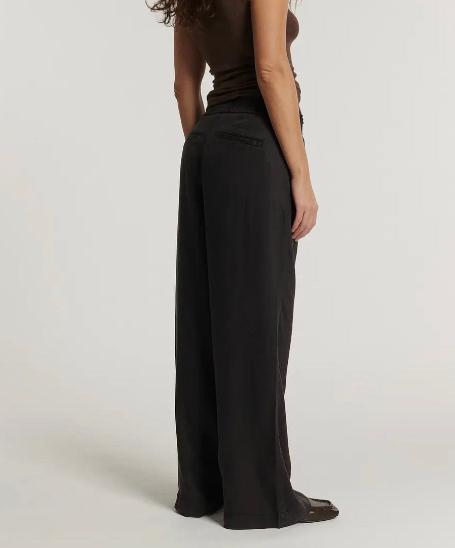 Pantaloni morbidi in tencel marrone/nero