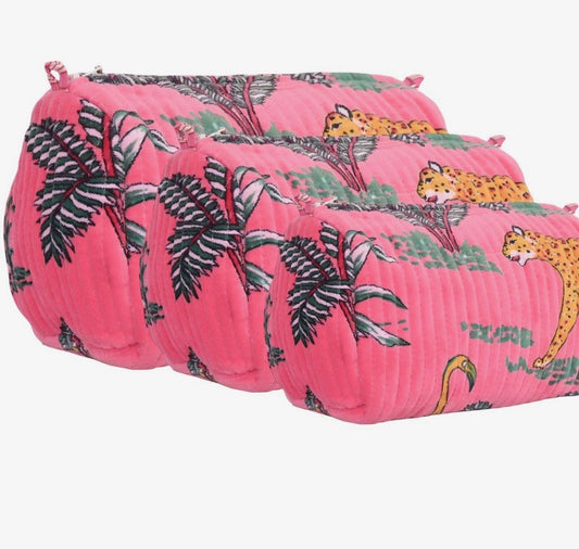 Tris pochette velluto jungle rosa