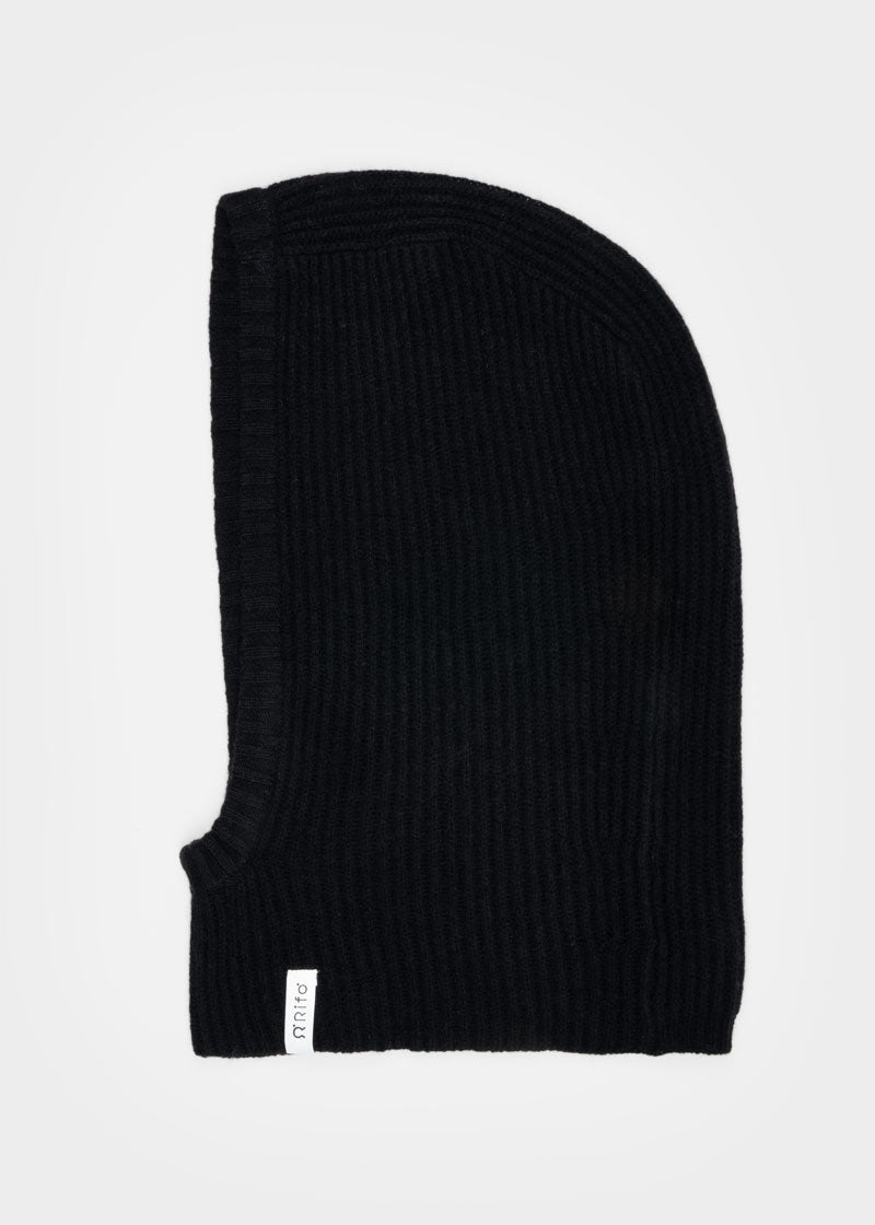Balaclava unisex in cashmere rigenerato – Passamontagna nero RIFÒ