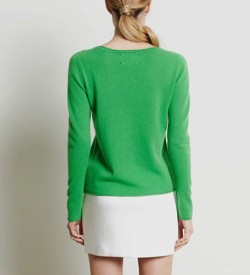 Maglione in cashmere a barchetta verde