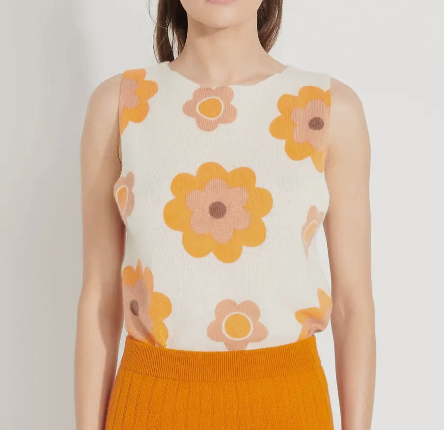 Top in cashmere a fiori