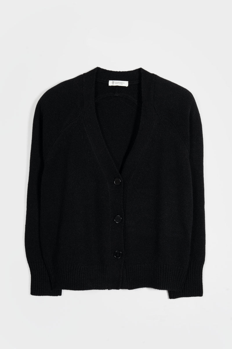 Cardigan corto in cashmere rigenerato – Nero RIFÒ