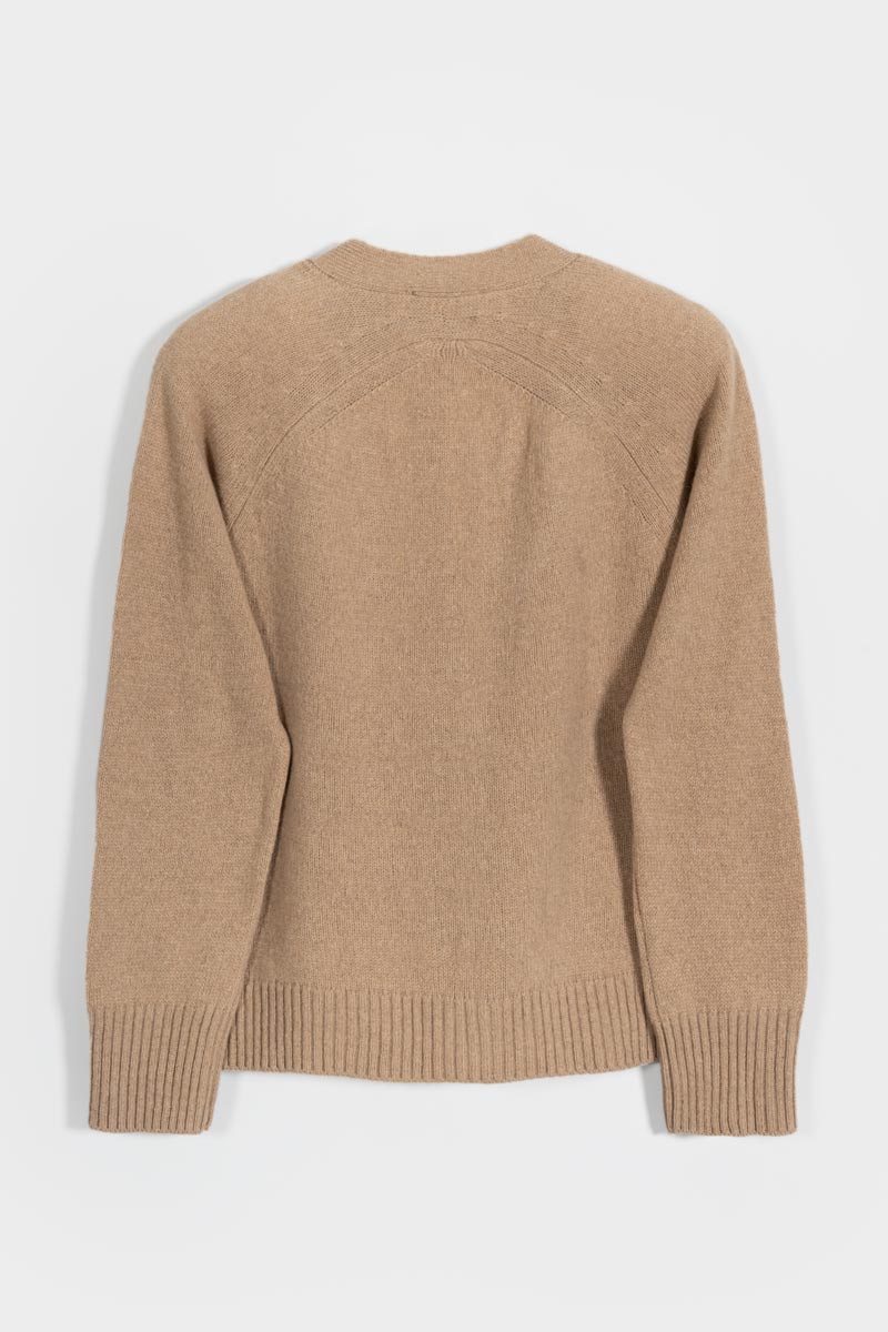 Cardigan corto in cashmere rigenerato – Beige RIFÒ
