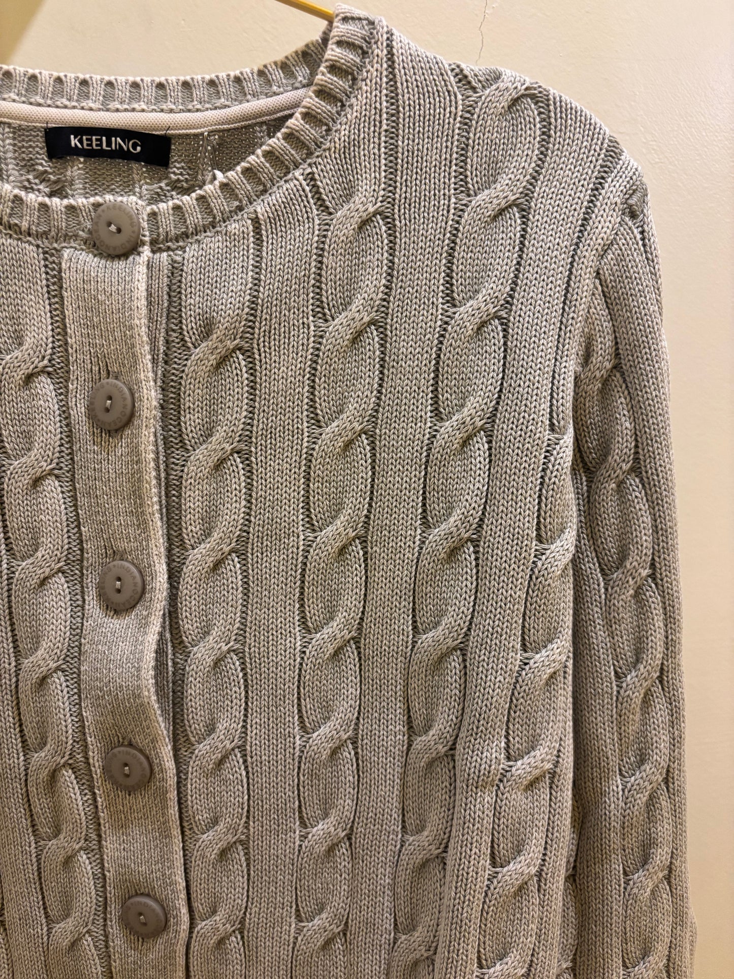 Cardigan a trecce in cotone ghiaccio