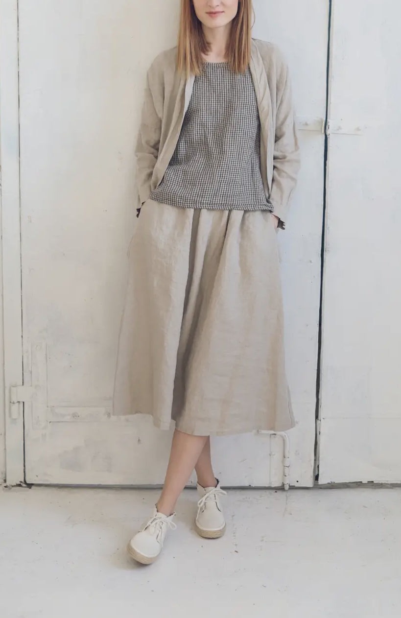 Gonna con tasche in lino