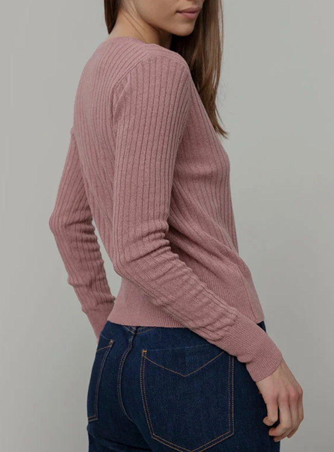 Cardigan rosa in seta rigenerata Rifò