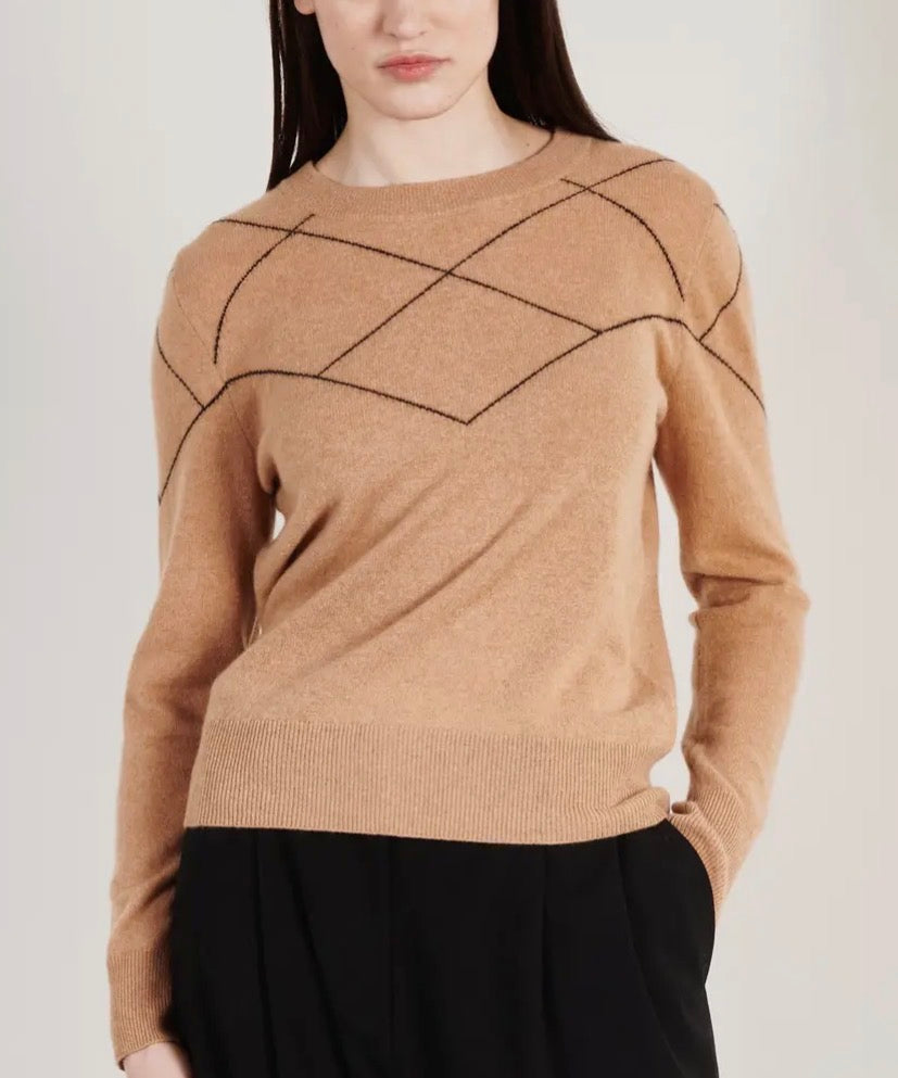 Girocollo in cashmere cammello