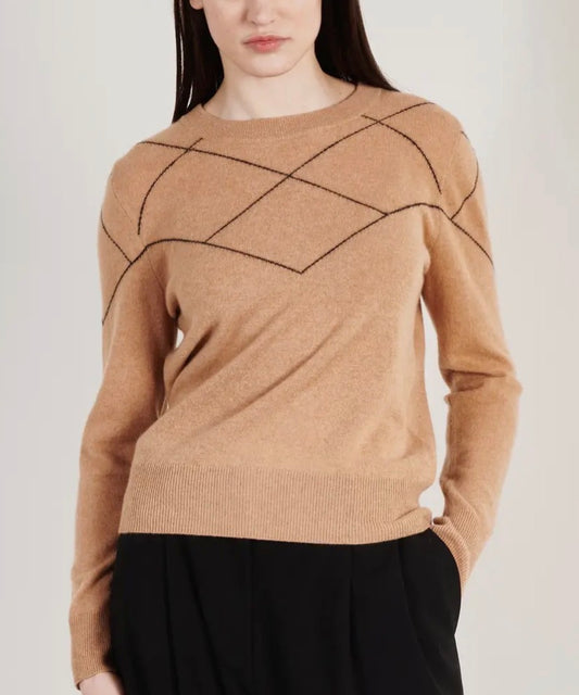 Girocollo in cashmere cammello