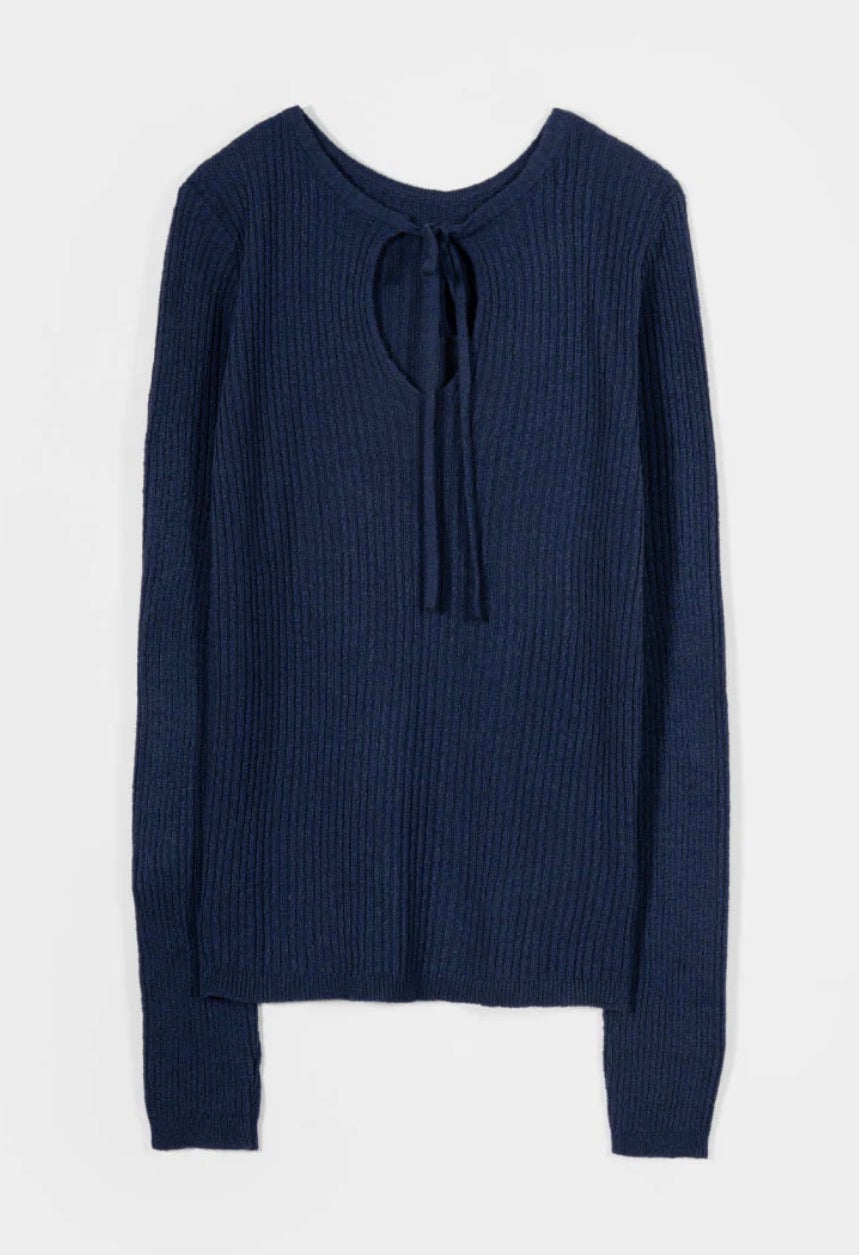 Maglia blu in seta rigenerata Rifò