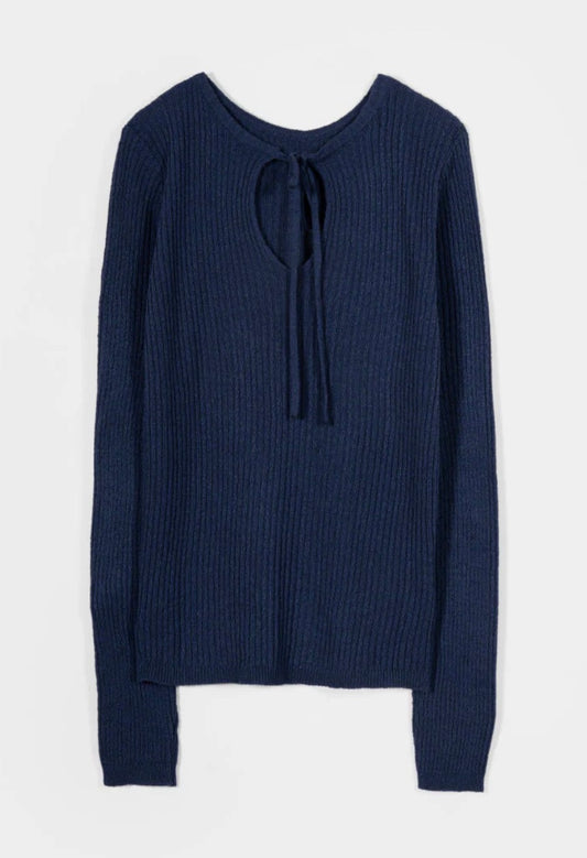 Maglia blu in seta rigenerata Rifò