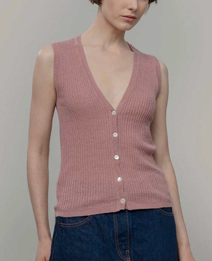 Gilet rosa in seta rigenerata Rifò
