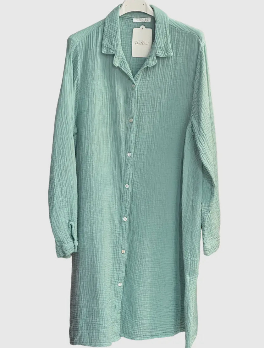 Abito camicia in garza di cotone