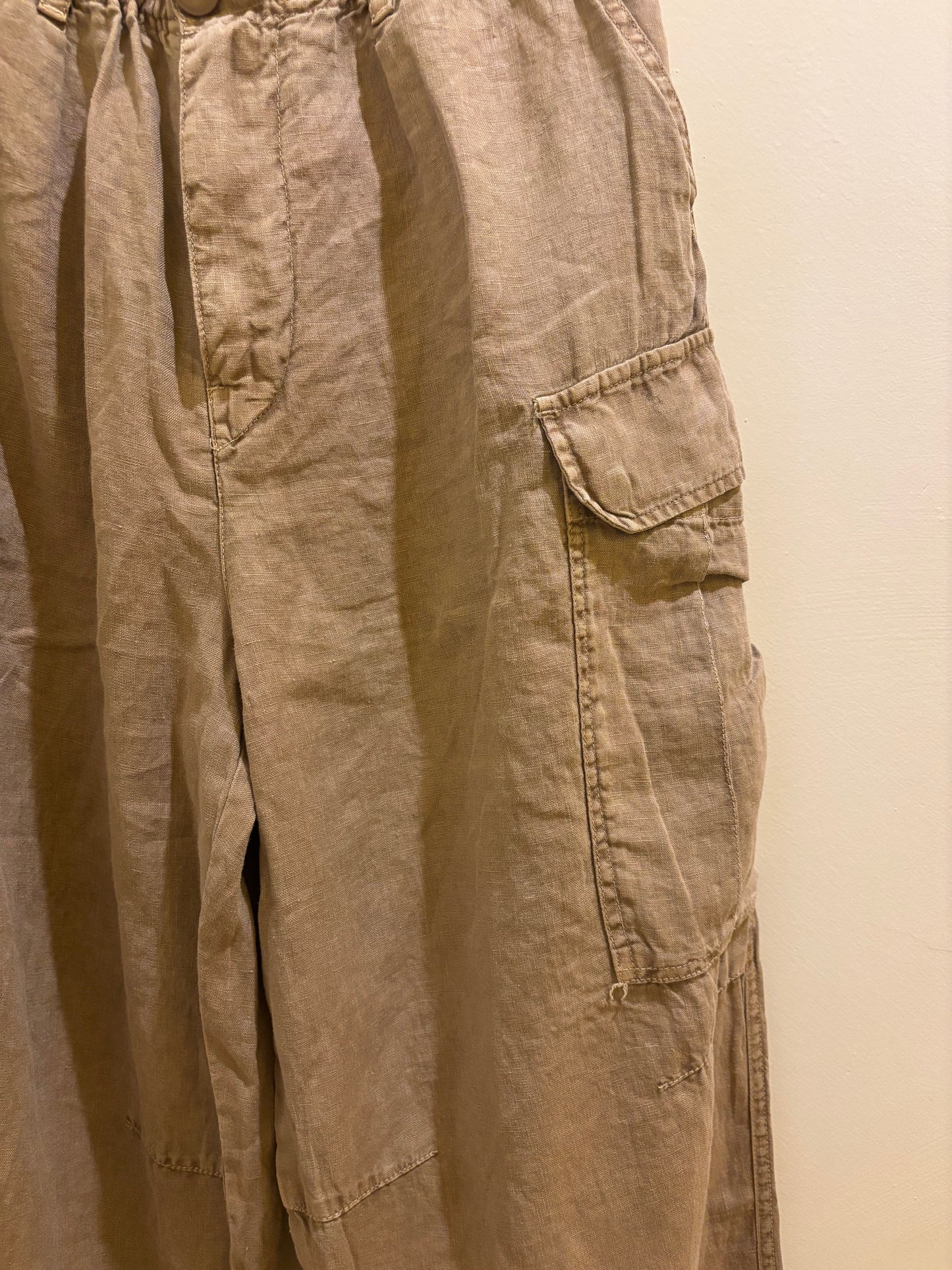 Pantaloni cargo over in Lino  cammello Keeling