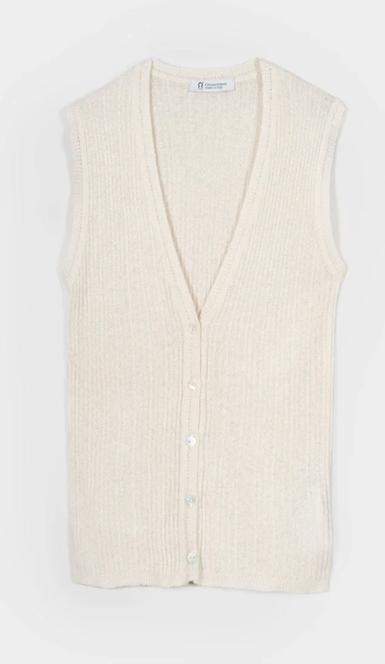 Gilet écru in seta rigenerata Rifò