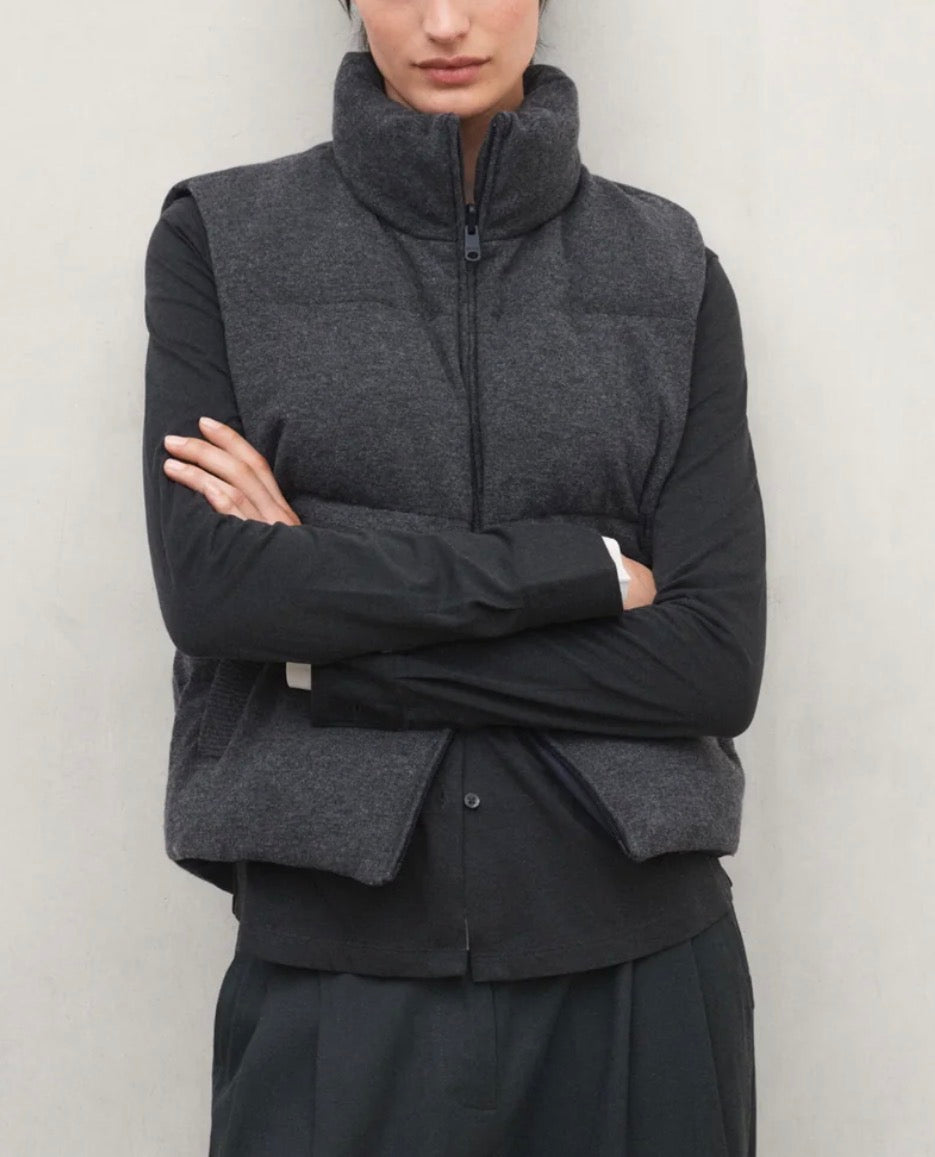 Gilet piumino reversibile in lana rigenerata grigia ECOALF