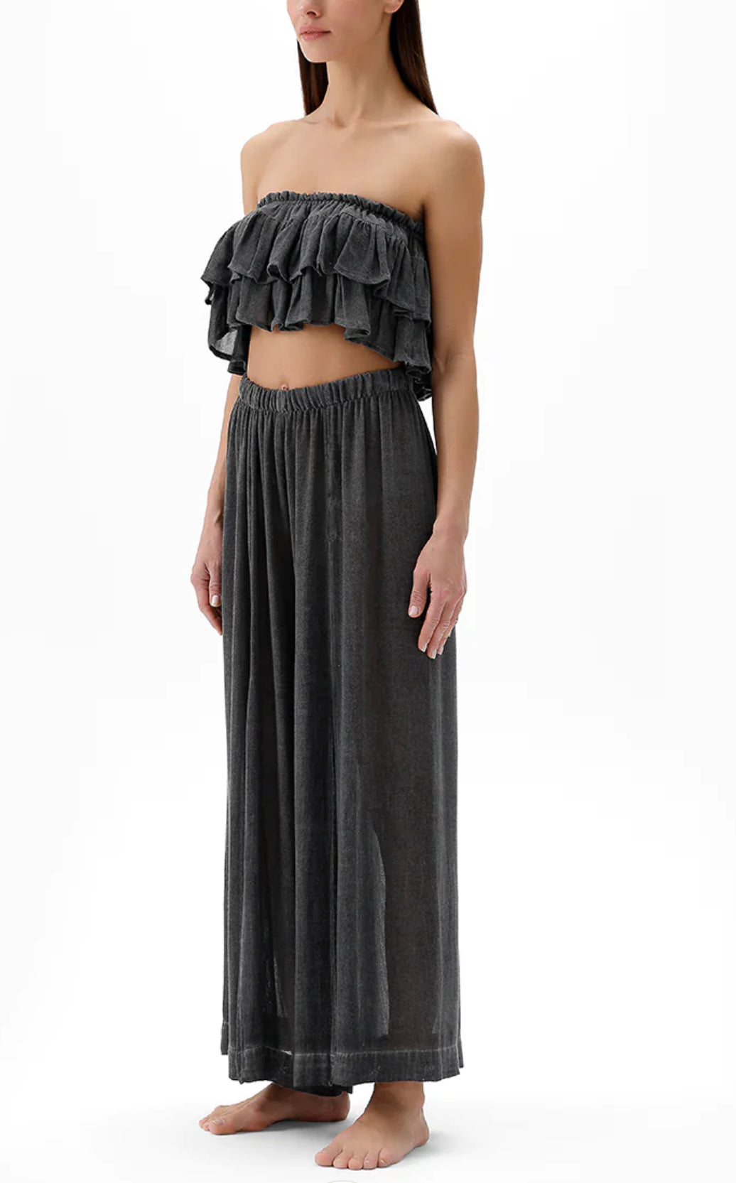 Pantalone aperto in cotone e bambù.