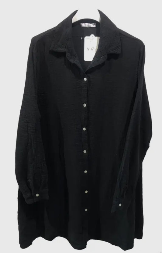 Abito camicia in garza di cotone