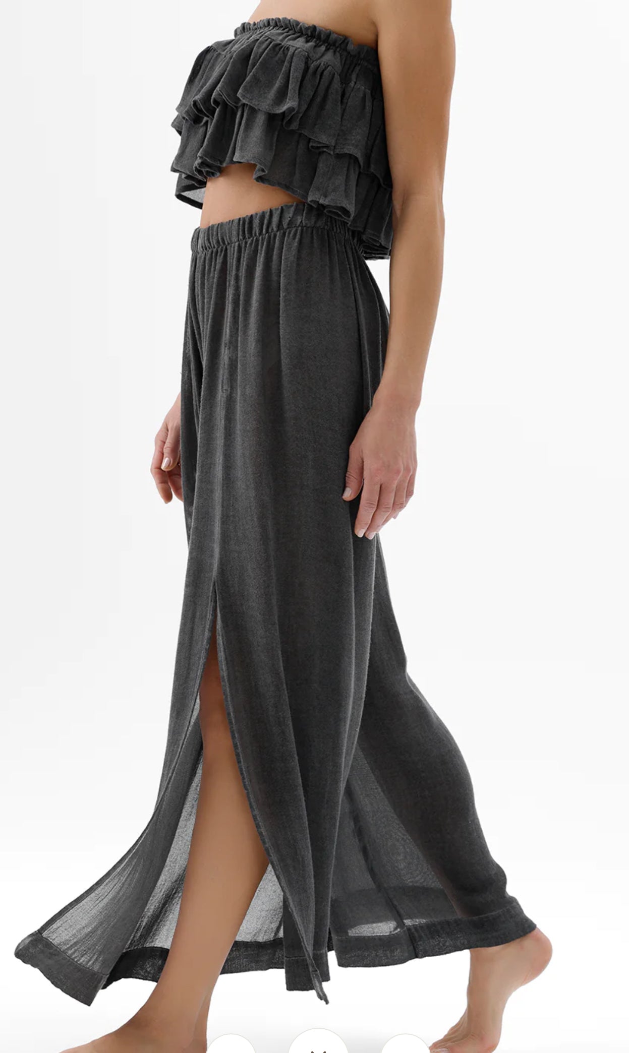 Pantalone aperto in cotone e bambù.