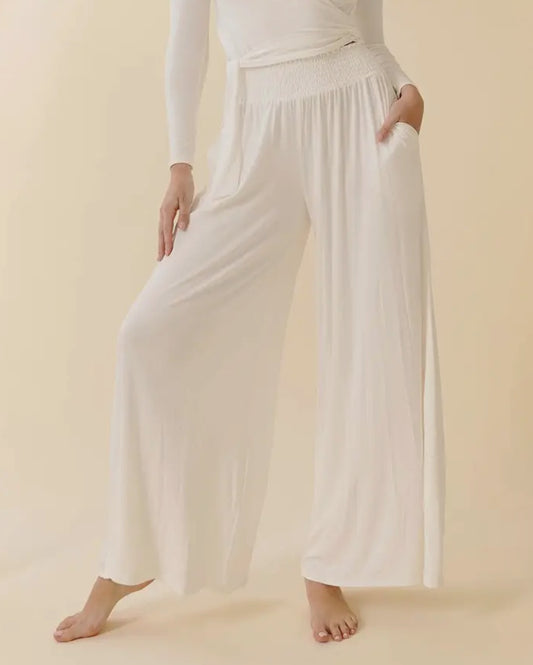 Pantaloni maxi-palazzo in bambù