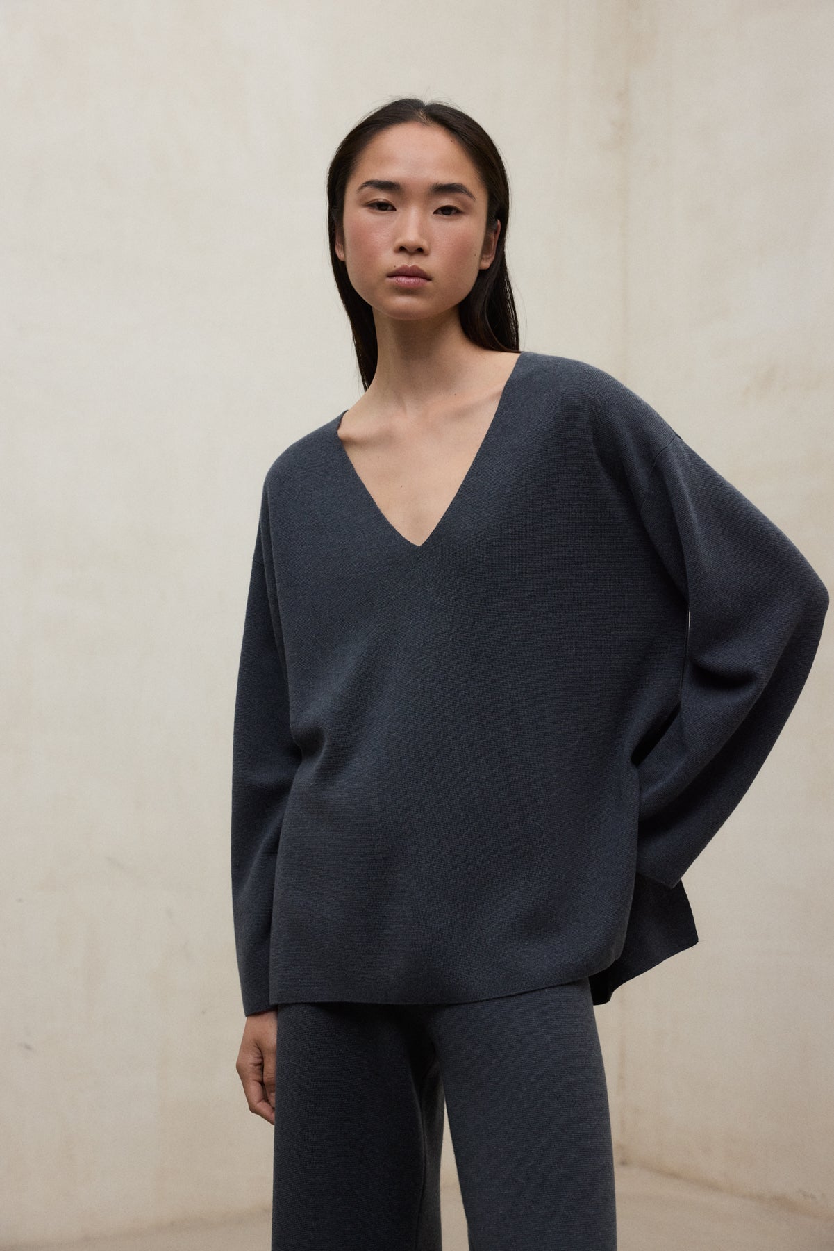 Maglione in lana riciclata e TENCEL™ – Blu