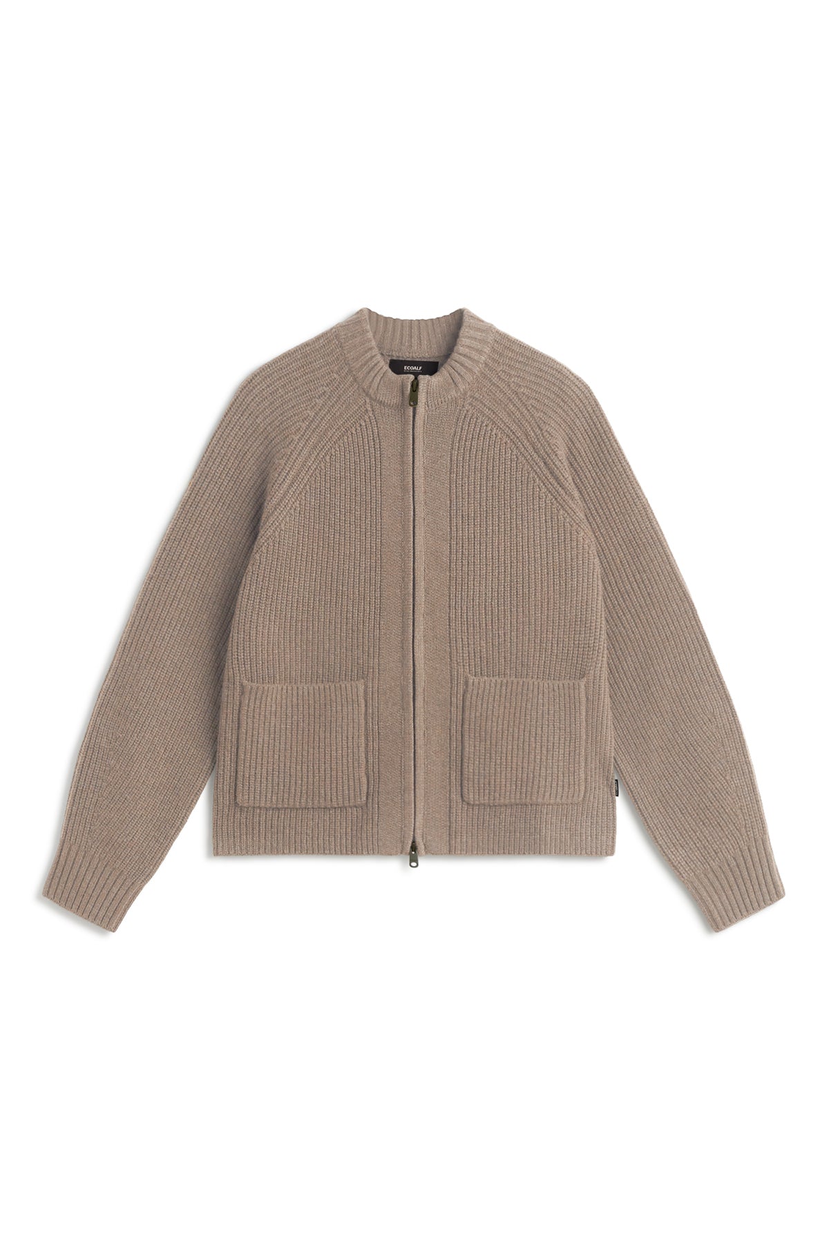 Maglione in lana riciclata con zip – Beige | Sostenibile e caldo