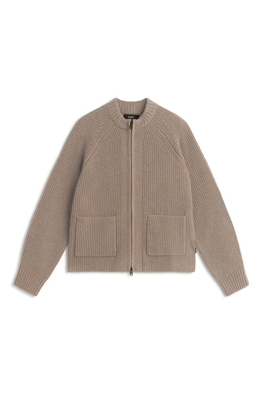 Maglione in lana riciclata con zip – Beige | Sostenibile e caldo
