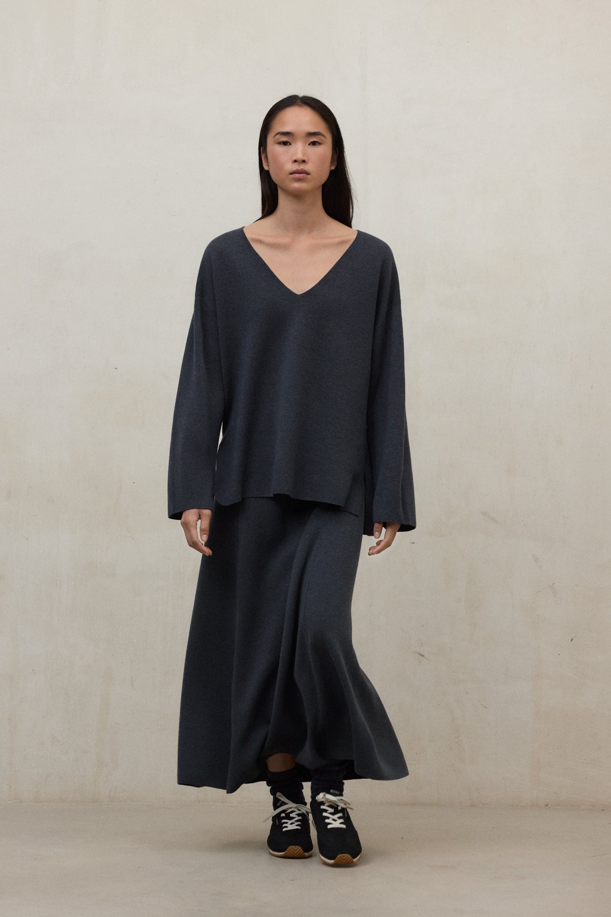 Gonna sostenibile in lana riciclata e TENCEL™ – Blu