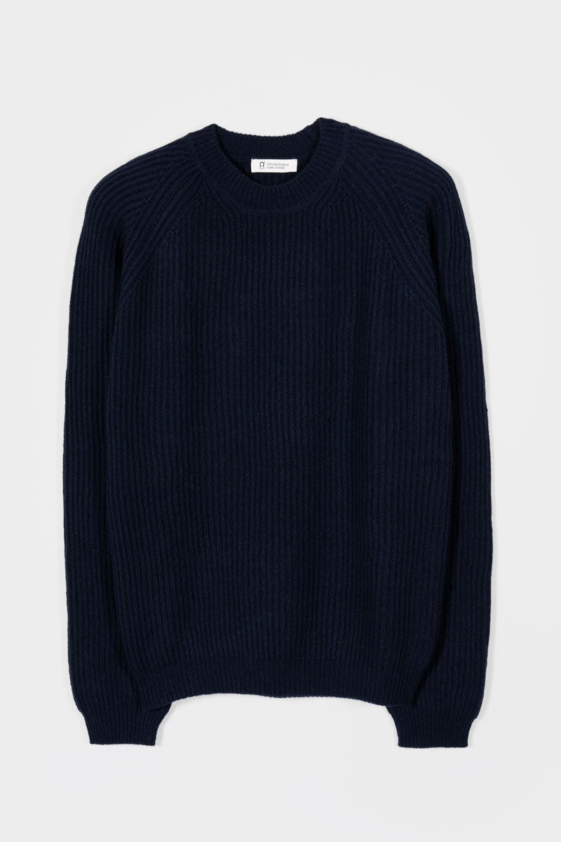 Maglia girocollo in cashmere rigenerato – Blu RIFÒ