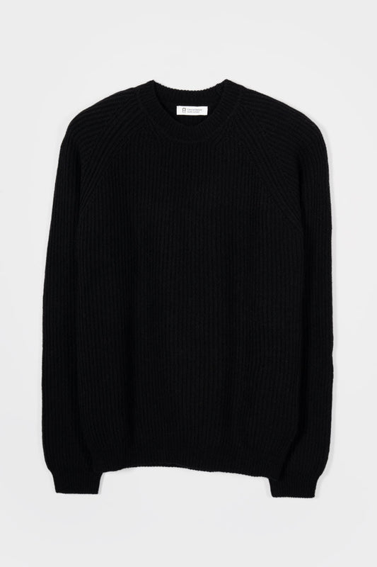Maglia girocollo in cashmere rigenerato – Nero