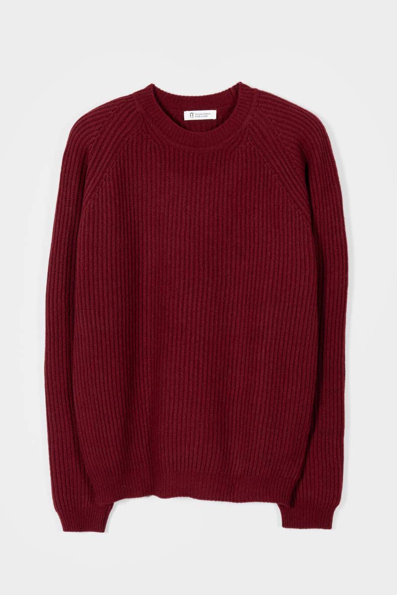 Maglia girocollo in cashmere rigenerato – Bordeaux RIFÒ