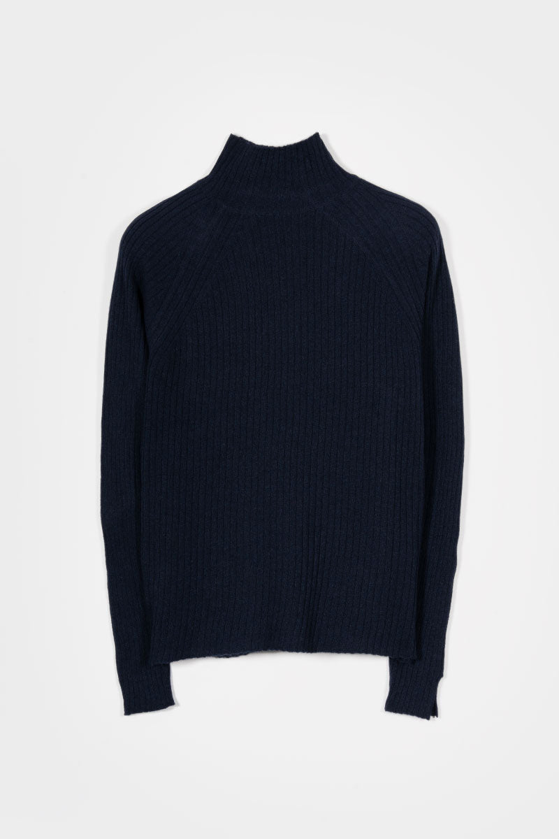 Maglia collo alto in cashmere rigenerato – Blu RIFÒ