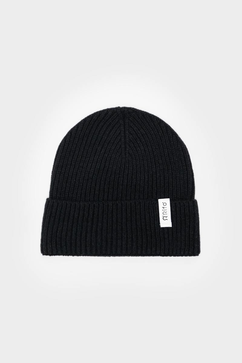 Cappello unisex in cashmere rigenerato | Nero RIFÒ
