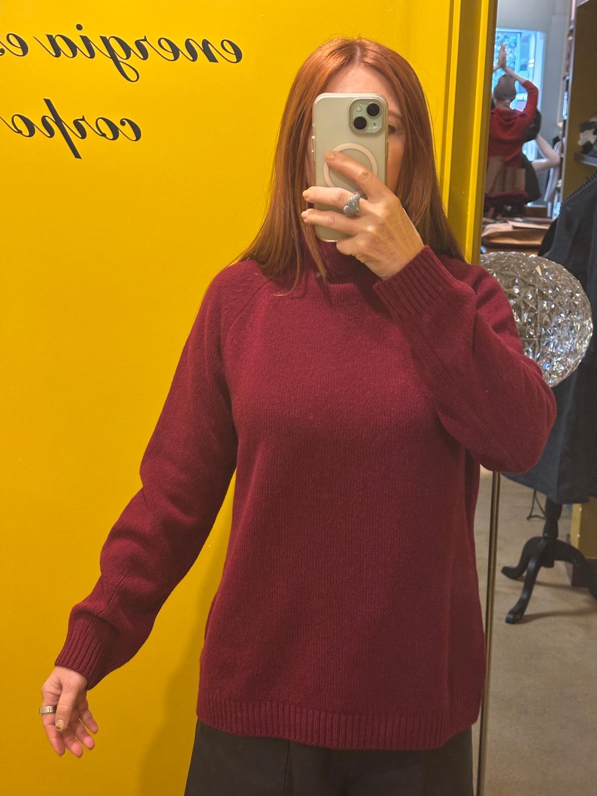 Maglione donna in cashmere rigenerato | Rosso vino