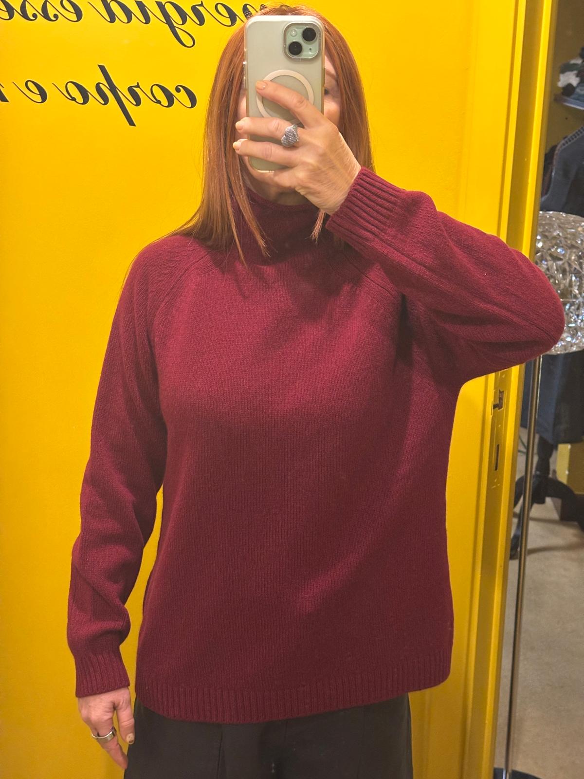 Maglione donna in cashmere rigenerato | Rosso vino