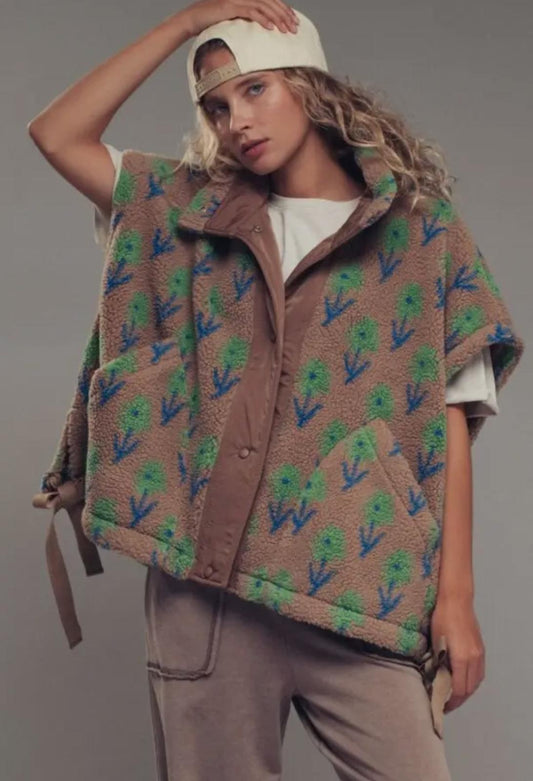 Gilet in Pile Fantasia Floreale