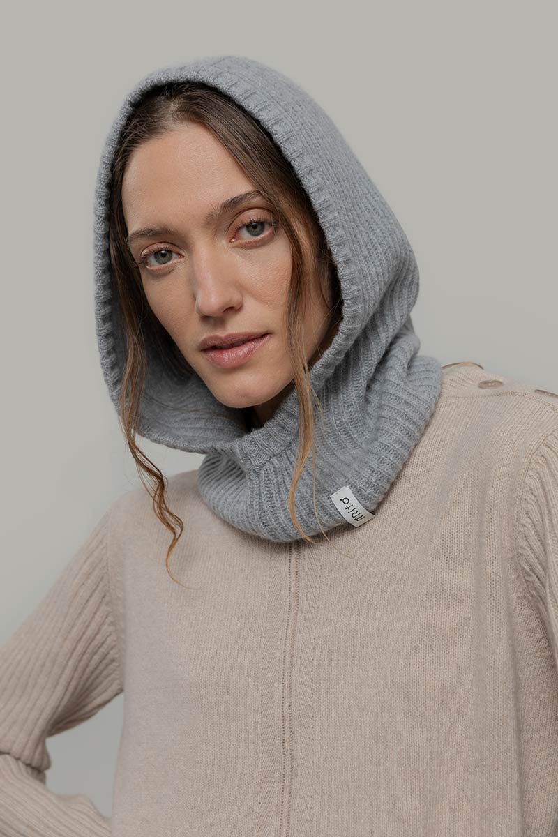 Balaclava unisex in cashmere rigenerato – Passamontagna grigio RIFÒ