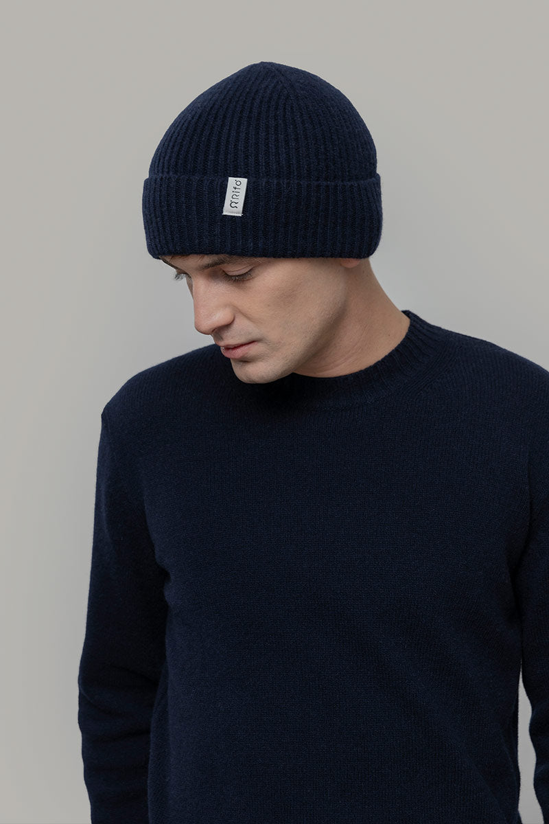 Cappello unisex in cashmere rigenerato | Blu RIFÒ