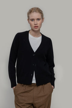Cardigan corto in cashmere rigenerato – Nero RIFÒ