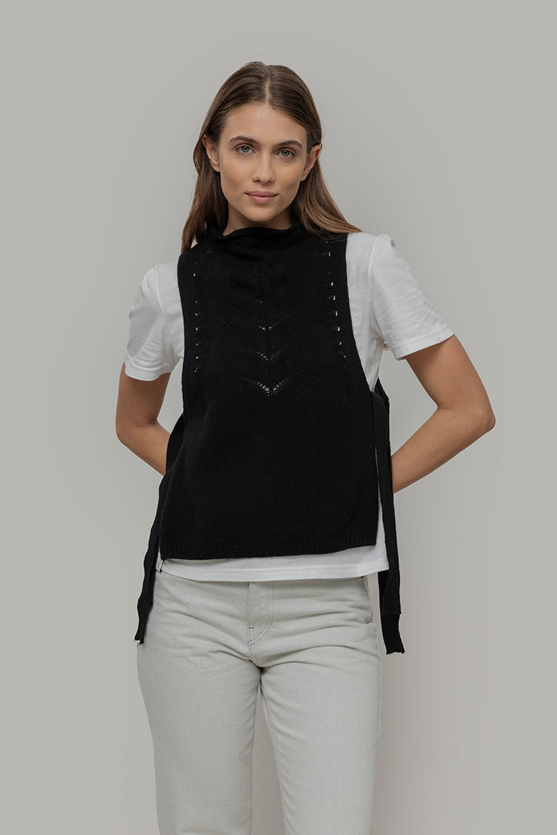 Gilet in lana rigenerata - Nero RIFÒ